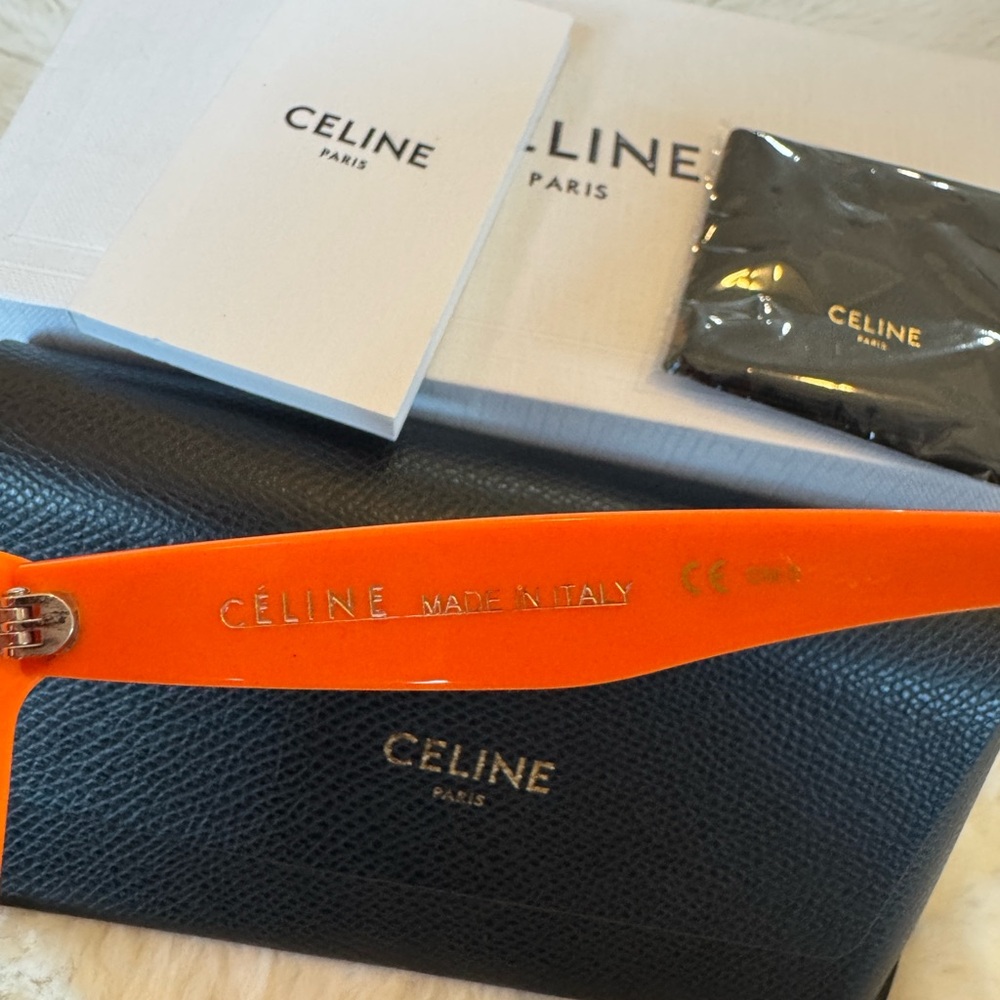 CELINE Marta Sunglasses CL 41093/S White Orange With case and box NWOT - Picture 4 of 7